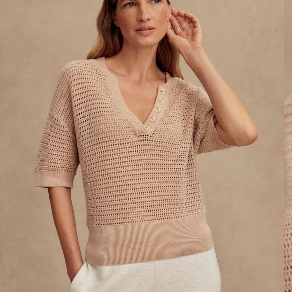 Varley Tan V-Neck Sweater